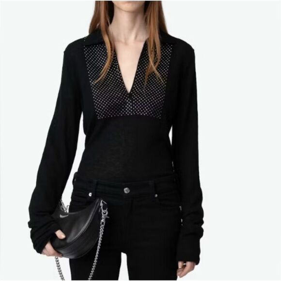 Zadig & Voltaire NWT Black Sweater with Silver Accents - Picture 1 of 5